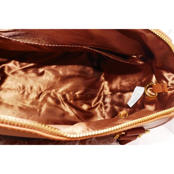 JOY & IMAN Couture Brown Leather Satchel & Clutch with Velvet Detail - Picture 10 of 10